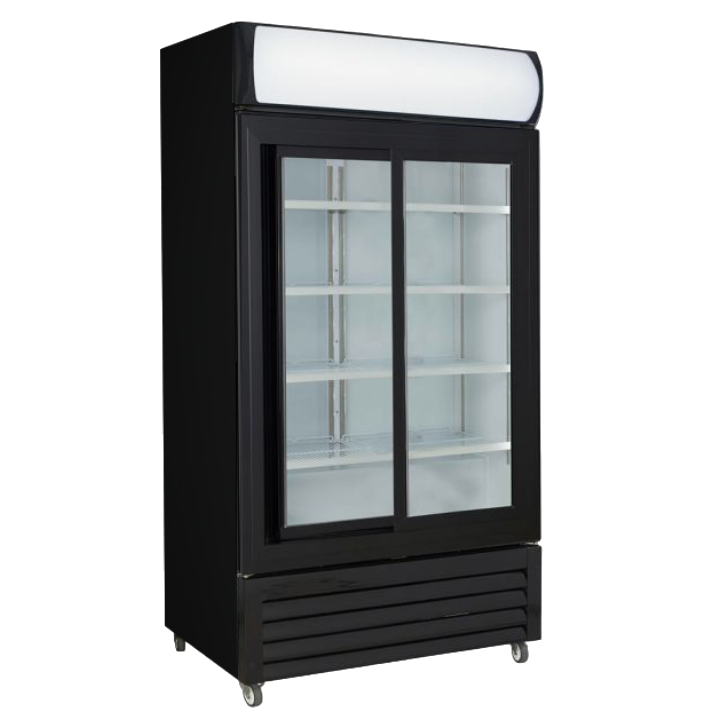 2 door Upright Display Fridge Sliding Door BLACK